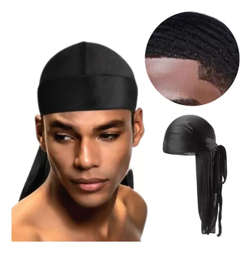 Bandana Durag Silky Cetim Waves Preta