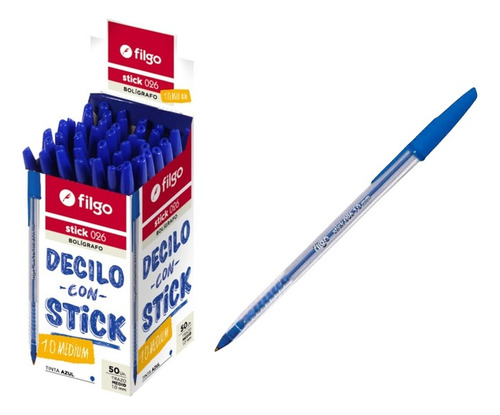 Lapicera Boligrafo Birome Filgo Stick Azul Pack X50 Unidades