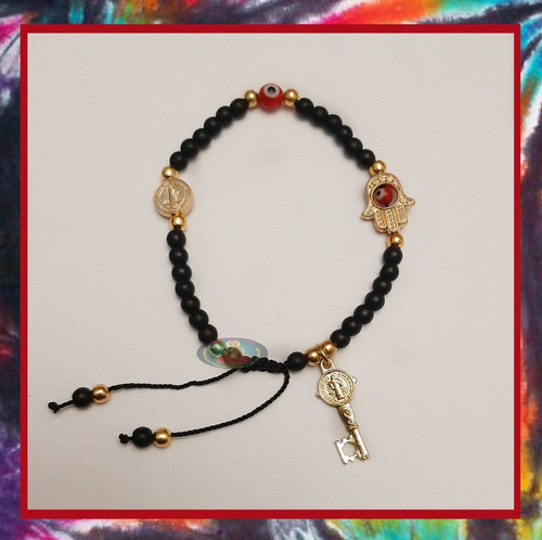 Pulsera De Mano De Fatima Y San Benito De Proteccion