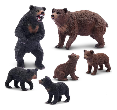 Toymany 6pcs Bear Animal Figures, Realistic Forest Animal Be