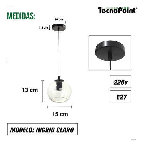 Lampara Colgante Esfera Abierta Apto Led Modelo Ingrid