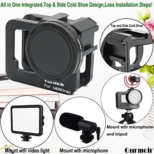Imagen 6 de 6 de Gurmoir Funda De Metal Para Gopro Hero 11/hero 10/9 Negro, M