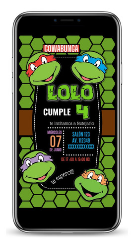 Invitación Digital Tortugas Ninja Perzonalizadas