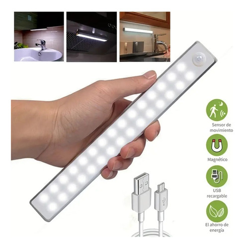 Lampara De Emergencia Recargable Sensor De Movimiento 60 Cm