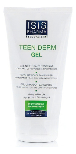 Gel limpiador exfoliante Isispharma Teen Derm día/noche para piel grasa/mixta de 150mL/150g 12+ años
