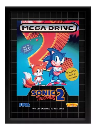 Quadro Sonic The Hedgehog 2 Br - Mega Drive - 33 X 45 Cm