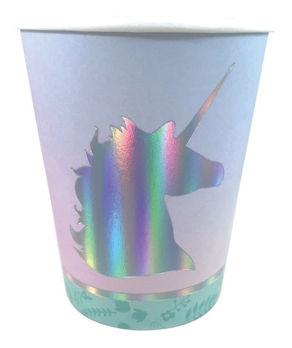 Vaso De Polipapel Unicornio Iridiscente X 6 Unidades