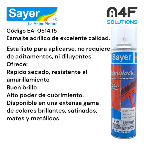 Esmalack Pintura Esmalte Acrílico 6 Pz De 425 Ml C/u.