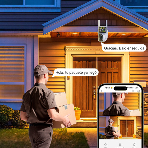 Cámara De Seguridad Wifi Exterior 8mp Alarma Con Doble Lente Cámara De Vigilancia Inalambricas Doble Pantalla Con Led