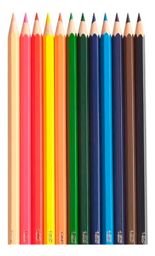 Lápis De Cor Bic 12 Cores Bic Para Colorir Escolar