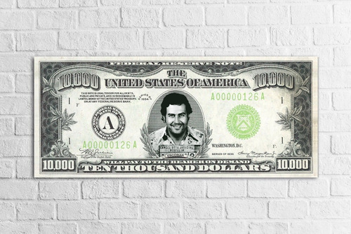 Cuadro Pablo Escobar Dolares Nuevo Modelo 130x55 Cm