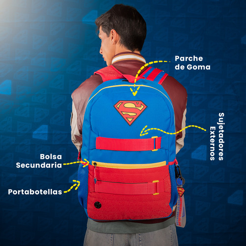 Mochila Juvenil Casual Dc Comics Superman Escudo Hombre