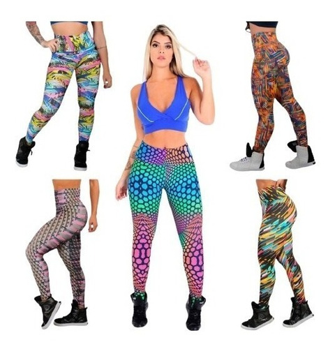 Kit 8 Calça Legging Suplex Feminina Estampada Moda Fitness 