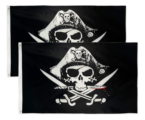 Danf Paquete De 2 Banderas Tricorner De Pecho Pirata Deadman