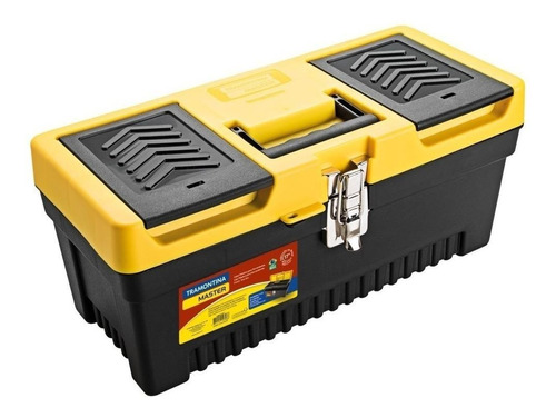 Imagem 1 de 2 de Caixa de ferramentas Tramontina 43803017 de plástico 19cm x 43cm x 19cm preta e amarela