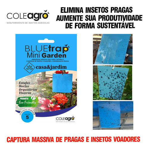 Armadilha Azul Adesiva Mata Trips Mini Garden C/ 30unidades