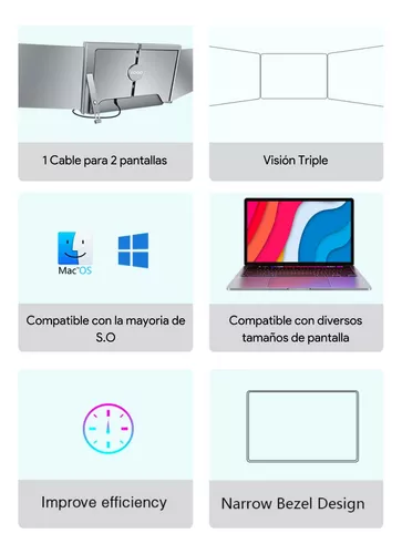 Doble Monitor Para Laptop Portátil 13,3'' 1 Cable 2 Pantalla