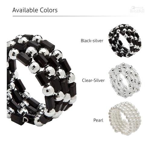 Juego De 6 Servilleteros Elegantes Negro Plateado Para Event