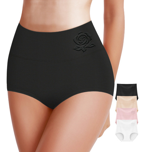 Calzoncillos De Algodón Para Mujer Calzones Cintura Alta 4pz