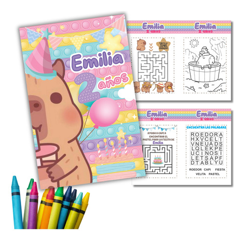 Libro Para Colorear Capibara Personalizado 25 Unidades