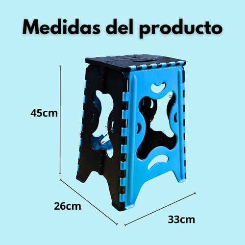 Banco Plegable Grande Portatil Plastico Soporta 120kg 3pz Acabado De La Estructura Mate Color Azul Claro