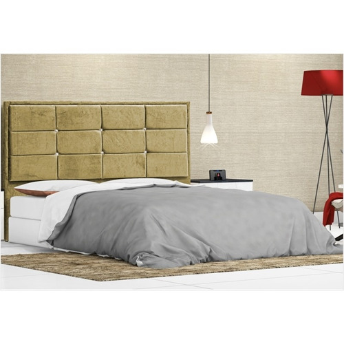 Cabeceira Casal Lotus P/ Box 140cm Suede Amas Bege Sl300