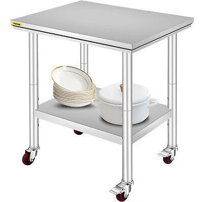 Vevor Rolling Stainless Steel Work Table 30 X24 W/ Cast Gff
