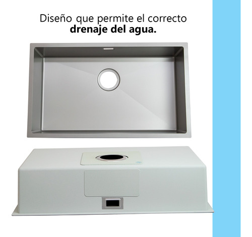 Fregadero Grande Gris Rectangular Con Accesorios Plateado