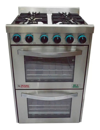 Cocina Industrial Fornax 4 Hornallas 60 Cm Doble Horno Visor