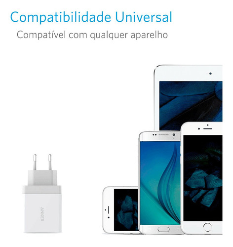 Imagem 4 de 5 de Carregador Parede 24w Anker Powerport 2x Usb Power Iq 2.0 Br