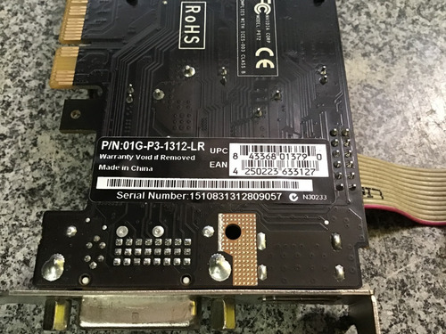 Tarjeta De Video Nvidia Geforce 210 Evga 01g-p3-1312-lr 1gb (Usado)