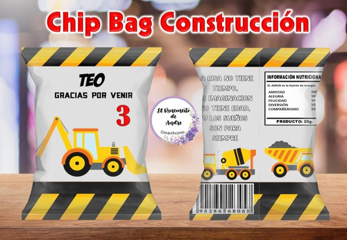 Bolsitas Golosineras Chips Bags Construccion X30 Cumpleaños