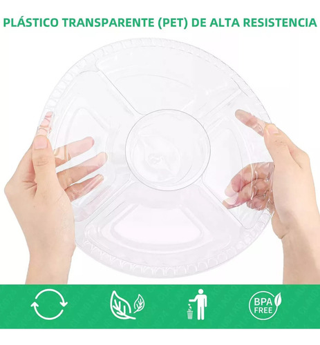 Botánico Circular Con Tapa, 5 Divisiones, 24 Cm, 12 Piezas