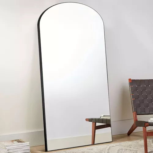 PexFix Espejo de pie de longitud completa con soporte, espejo de pared con  marco de aleación de aluminio dorado, espejo grande con soporte para
