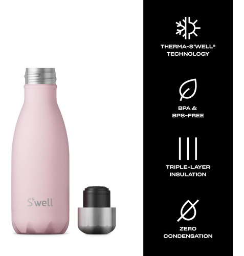 Botella De Agua De Acero Inoxidable Swell, 9 Oz, Topacio Ros