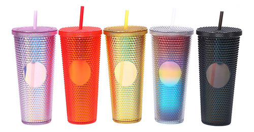 Vaso Mate Grande De 710 Ml, Reutilizable, Tapa Y Pajita A Pr