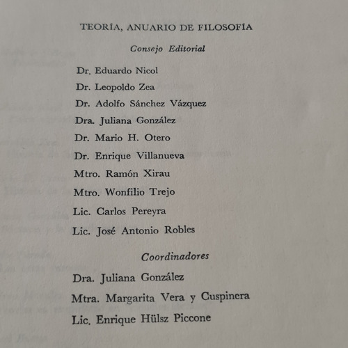 Teoria Anuario De Filosofía 1980 Año 1 Num. 1 (Usado)