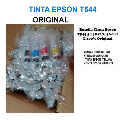 Imagen 4 de 6 de Kit De 4 Tinta Epson T544 Original Negro Y Colores