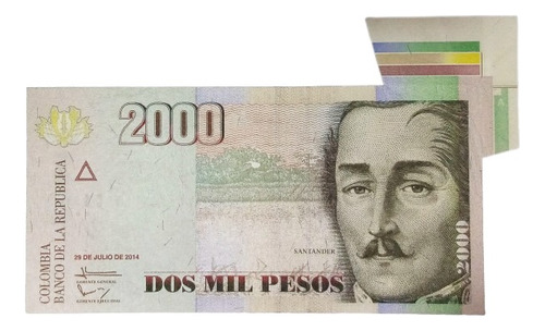 Billete 2000 Pesos 29/jul/2014 Unc Colombia Mariposa