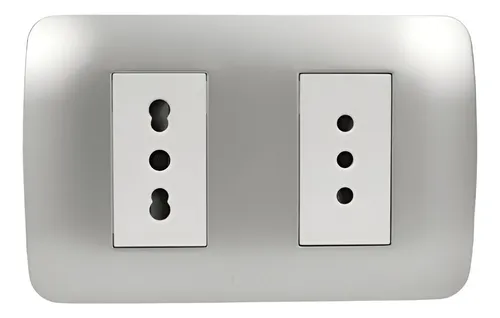 Enchufe Toma Doble 10a + 10/16a 250v Blanco/plata Lexo
