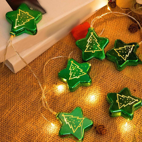 Cadena De Estrellas De Navidad, Adorno De Navidad Verde