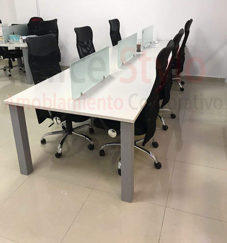 Isla De Trabajo Cuadr Escrit Coworking C/tomas 260x90 Blanco