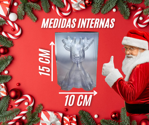 Molde Acetato Reno Ahuecado Navidad Chocolate Amaranto Yeso