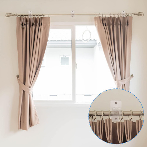2 Soportes Para Barral De Cortinas Adhesivos Resistentes - T