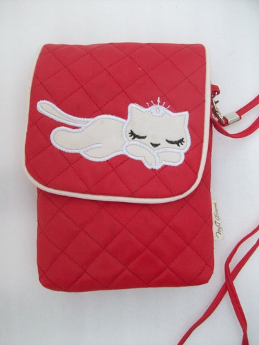 Bolsito Diseño Gatito 18x13 Cms Color Rojo