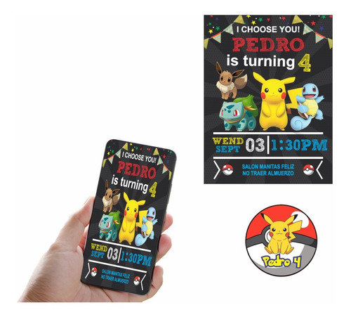 Invitación De Pokémon Digital