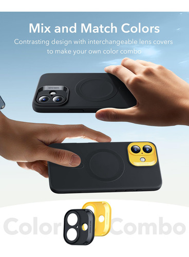 Funda De Teléfono Esr Para iPhone 16 Plus Con Silicona Negra Magsafe