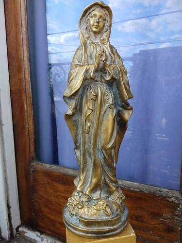 Estatua Virgen Lourdes Símil Bronce Sólo X Pedido Garantía