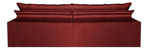 Sofá Retrátil Reclinável E Cama 2,35m Cama Inbox Flex. Suede Cor Vermelho Desenho Do Tecido Liso