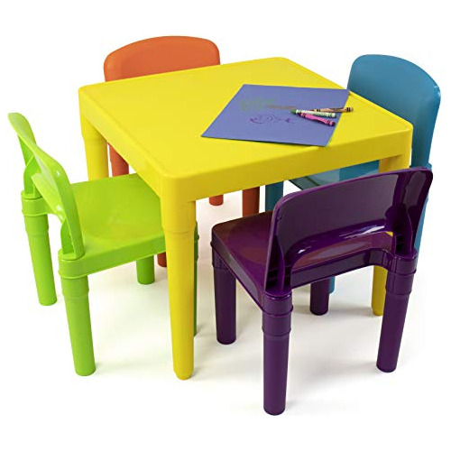 Tot Tutors Juego De Mesa Y 4 Sillas De Plástico Para Niños, 